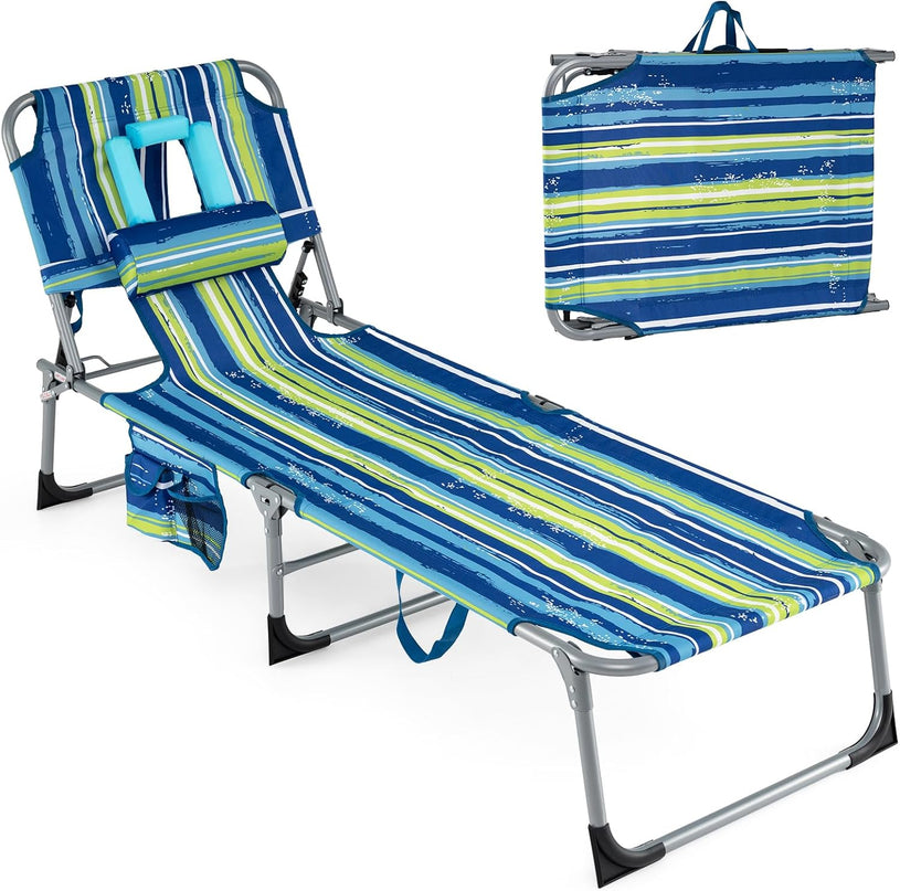 Giantex Face Down Folding Beach Lounge Chair w/ 4-Position Adjustable Backrest (1/2)