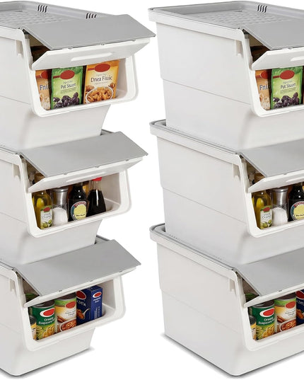 Bacs de Rangement Empilables en Plastique Giantex avec Couvercles et Roues