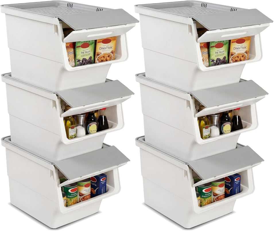 Bacs de Rangement Empilables en Plastique Giantex avec Couvercles et Roues