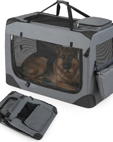 Giantex Folding Soft Dog Crate with 5-Sided Mesh & 3 Doors