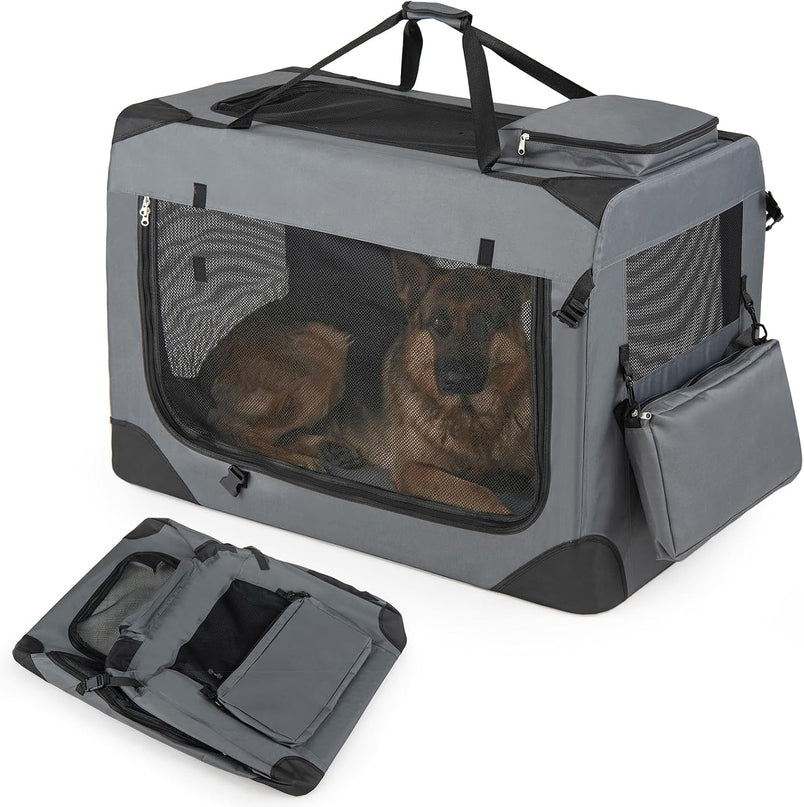 Giantex Folding Soft Dog Crate with 5-Sided Mesh & 3 Doors