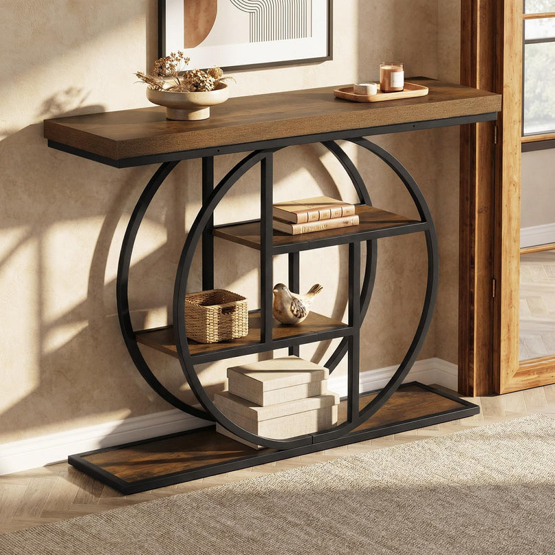 Console étroite Giantex de 104 cm avec étagères de rangement pour salon, couloir, entrée