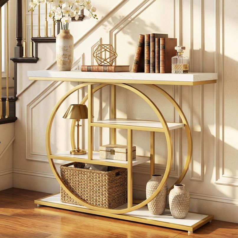 Console étroite Giantex de 104 cm avec étagères de rangement pour salon, couloir, entrée