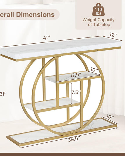 Giantex 41" Narrow Console Table with Storage Shelves for Living Room Hallway Entrance