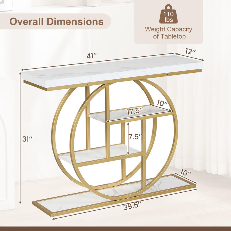 Console étroite Giantex de 104 cm avec étagères de rangement pour salon, couloir, entrée