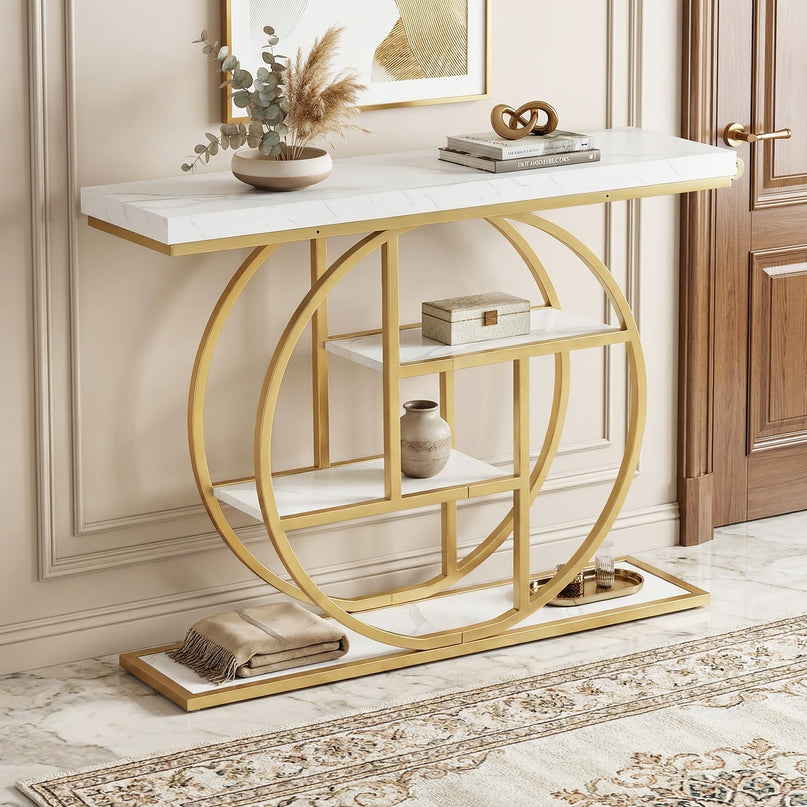Console étroite Giantex de 104 cm avec étagères de rangement pour salon, couloir, entrée