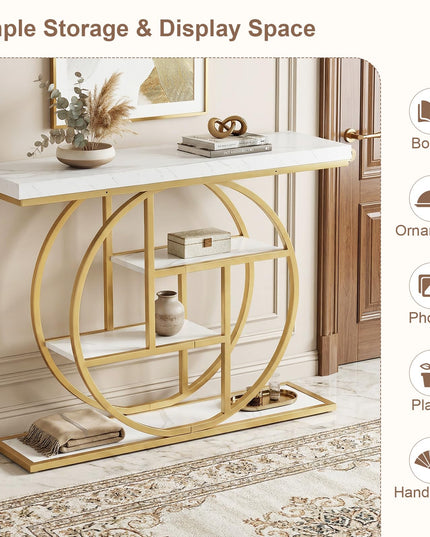 Giantex 41" Narrow Console Table with Storage Shelves for Living Room Hallway Entrance