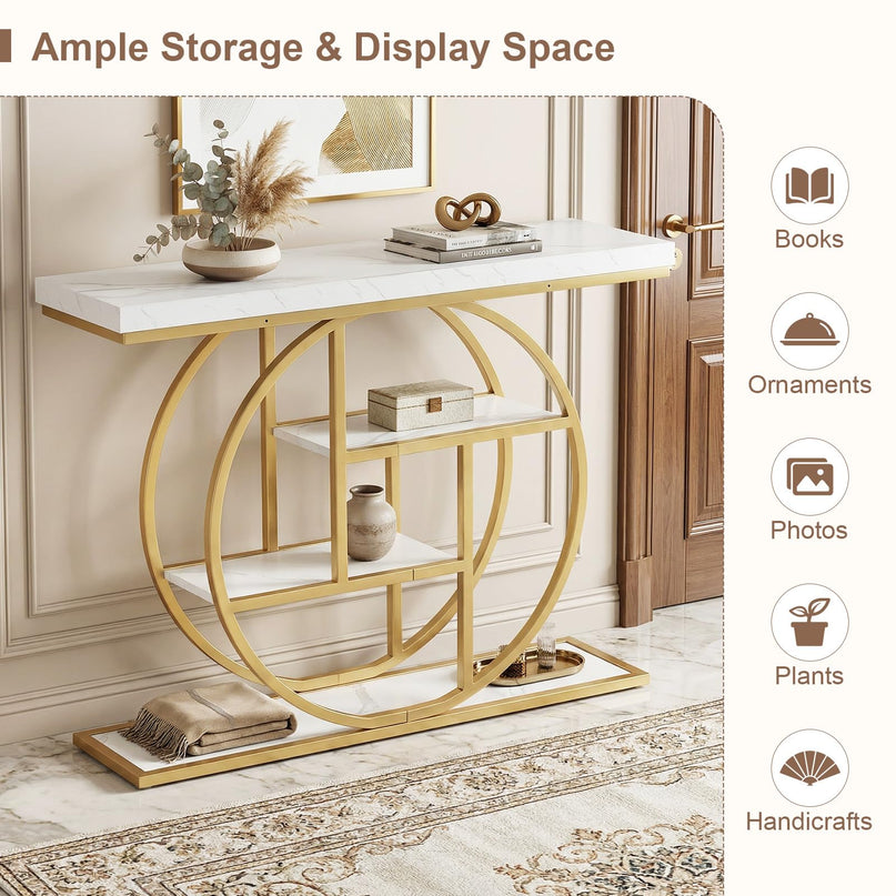 Console étroite Giantex de 104 cm avec étagères de rangement pour salon, couloir, entrée