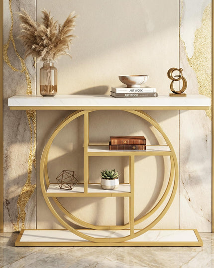 Giantex 41" Narrow Console Table with Storage Shelves for Living Room Hallway Entrance