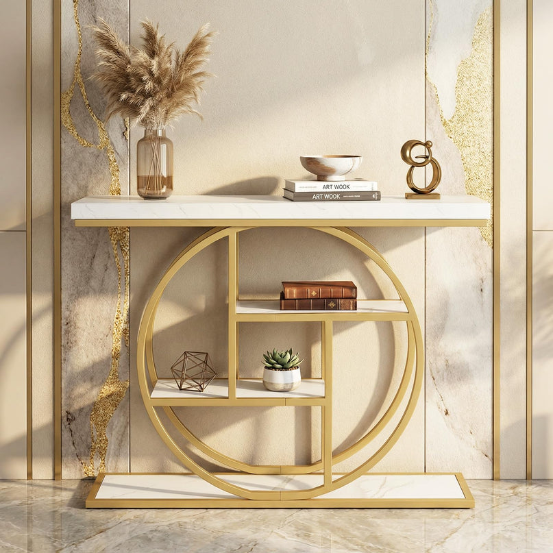 Console étroite Giantex de 104 cm avec étagères de rangement pour salon, couloir, entrée