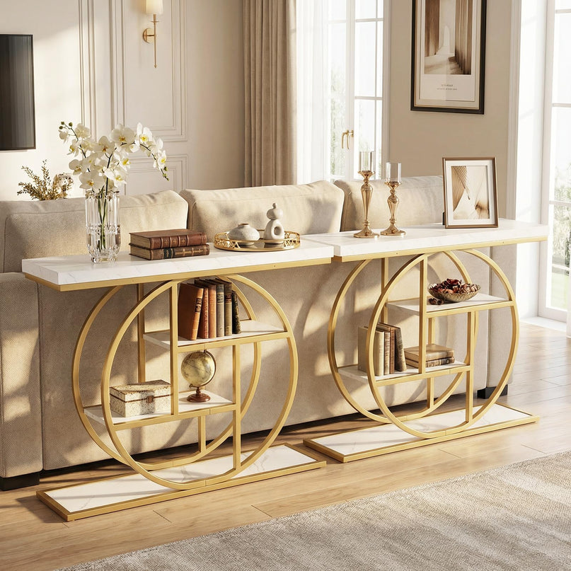 Console étroite Giantex de 104 cm avec étagères de rangement pour salon, couloir, entrée