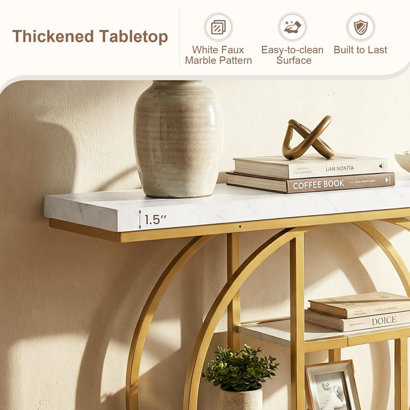 Console étroite Giantex de 104 cm avec étagères de rangement pour salon, couloir, entrée
