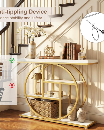 Giantex 41" Narrow Console Table with Storage Shelves for Living Room Hallway Entrance