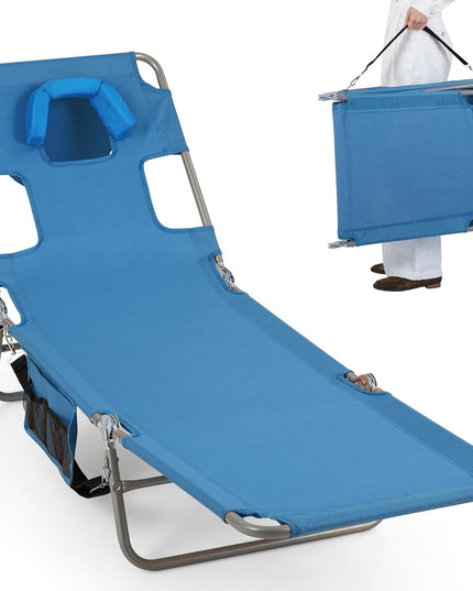 Giantex Folding Tanning Chair with Face Hole& 5-Position Adjustable Backrest (1/2)
