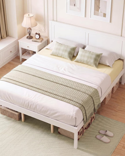 Giantex Mid-Century Modern Wood Queen/Full/Twin Size Bed Frame with Headboard