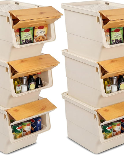 Bacs de Rangement Empilables en Plastique Giantex avec Couvercles et Roues
