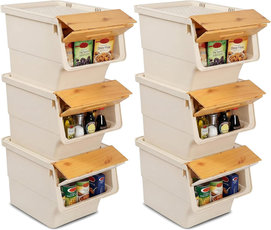 Bacs de Rangement Empilables en Plastique Giantex avec Couvercles et Roues