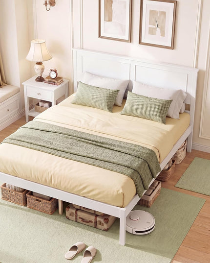 Giantex Mid-Century Modern Wood Queen/Full/Twin Size Bed Frame with Headboard