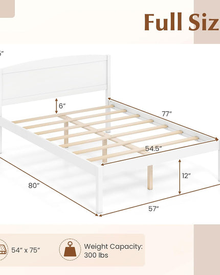 Giantex Twin/Queen/King/Full Size Wooden Bed Frame with Curved Headboard