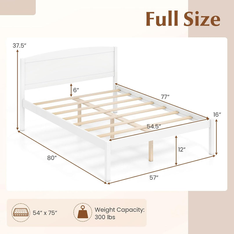 Giantex Twin/Queen/King/Full Size Wooden Bed Frame with Curved Headboard