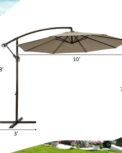 10ft Offset Patio Umbrella Cantilever Umbrella - Giantexus