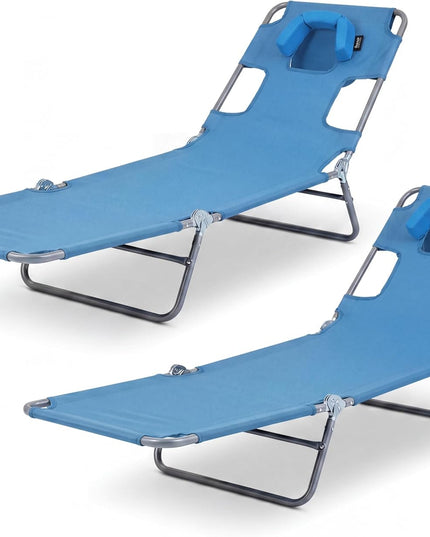Giantex Folding Tanning Chair with Face Hole& 5-Position Adjustable Backrest (1/2)