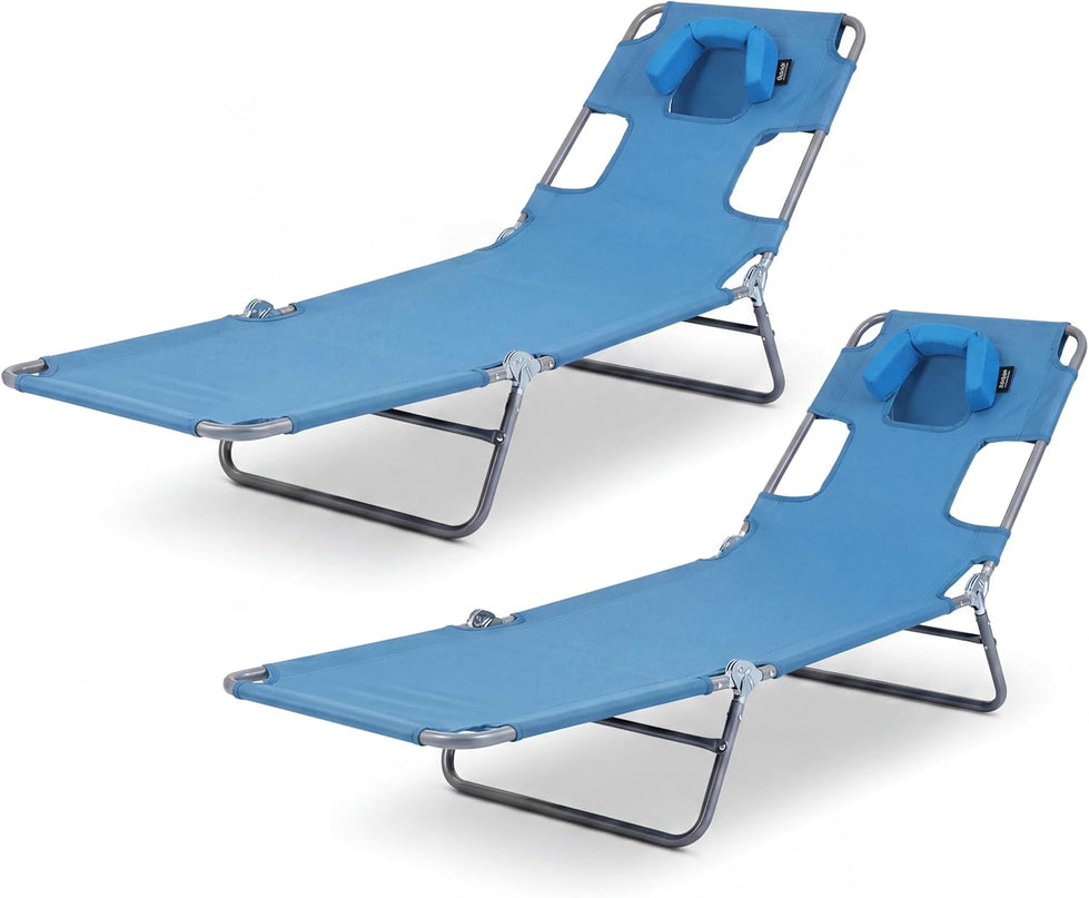 Giantex Folding Tanning Chair with Face Hole& 5-Position Adjustable Backrest (1/2)