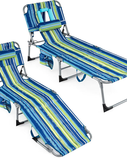 Chaise longue de plage pliante Giantex Face Down avec dossier réglable à 4 positions (1/2)