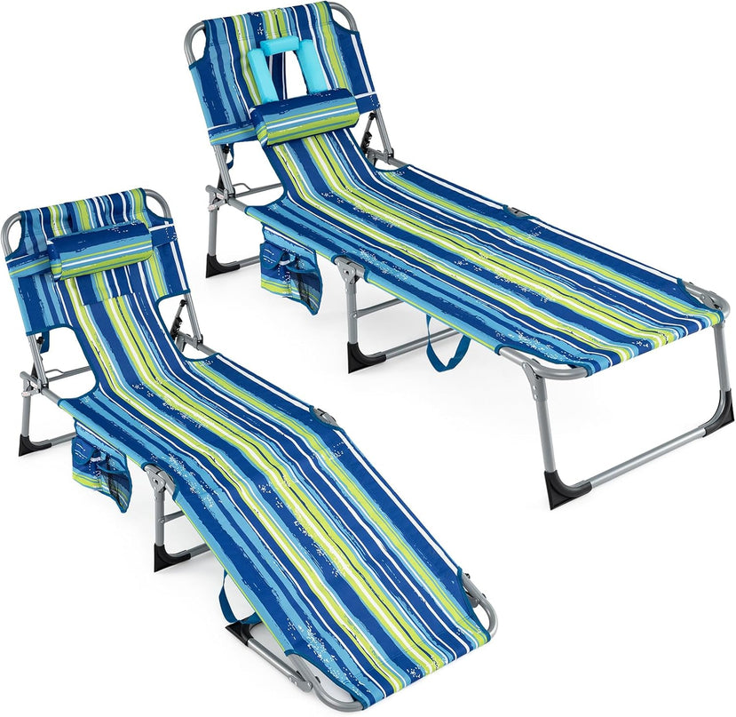 Giantex Face Down Folding Beach Lounge Chair w/ 4-Position Adjustable Backrest (1/2)