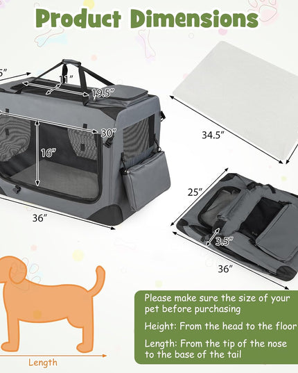 Giantex Folding Soft Dog Crate with 5-Sided Mesh & 3 Doors