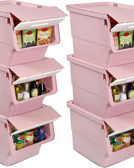 Bacs de Rangement Empilables en Plastique Giantex avec Couvercles et Roues