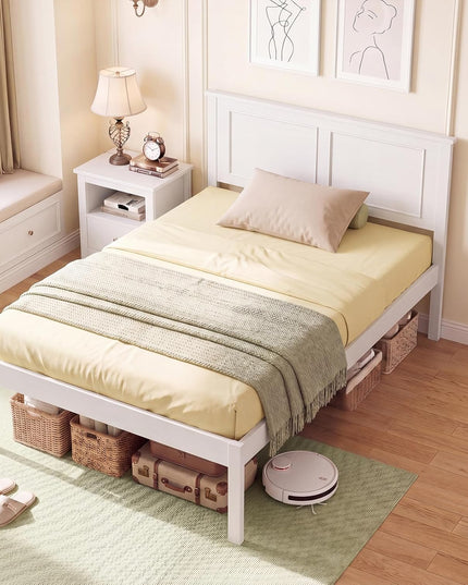 Giantex Mid-Century Modern Wood Queen/Full/Twin Size Bed Frame with Headboard