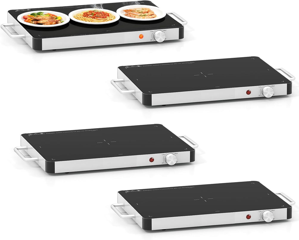 Giantex Electric Warming Tray 40 x 30 cm - Tempered Glass Buffet Server & Food Warmer