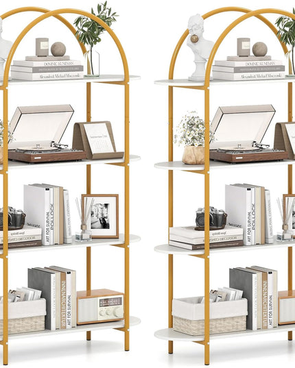 Giantex 4-Tier Modern Arched Bookshelf with Sturdy Metal Frame
