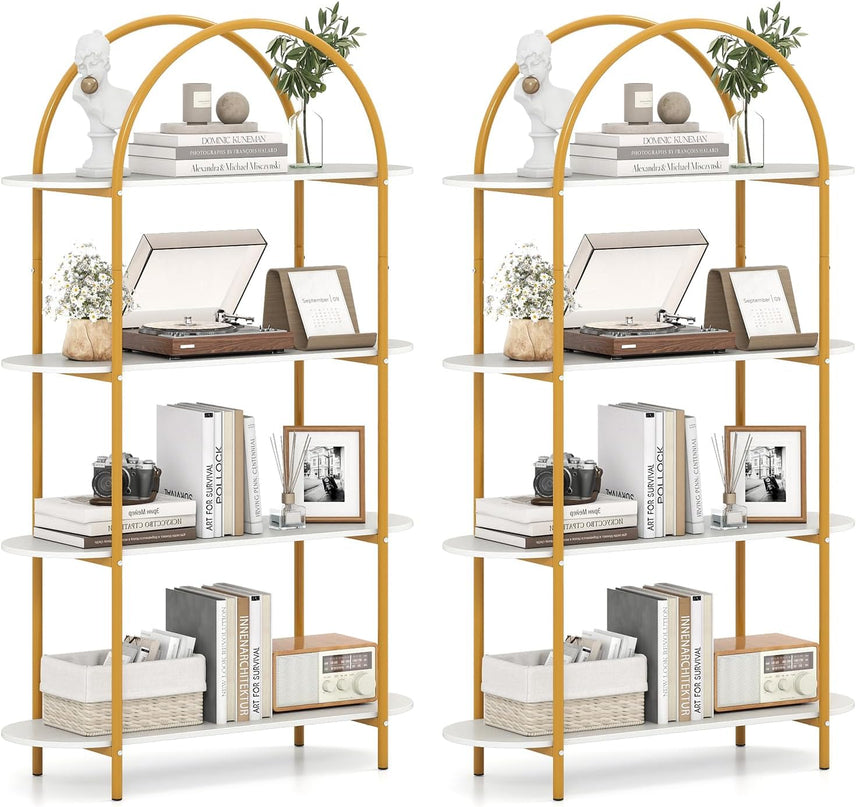 Étagère arqueée moderne à 4 niveaux Giantex avec cadre métallique robuste