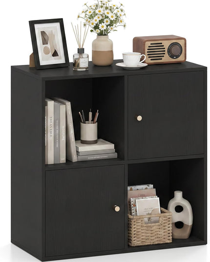 Giantex 4 Cube Bookcase | 2-Tier Freestanding Book Shelf with Open Compartments
