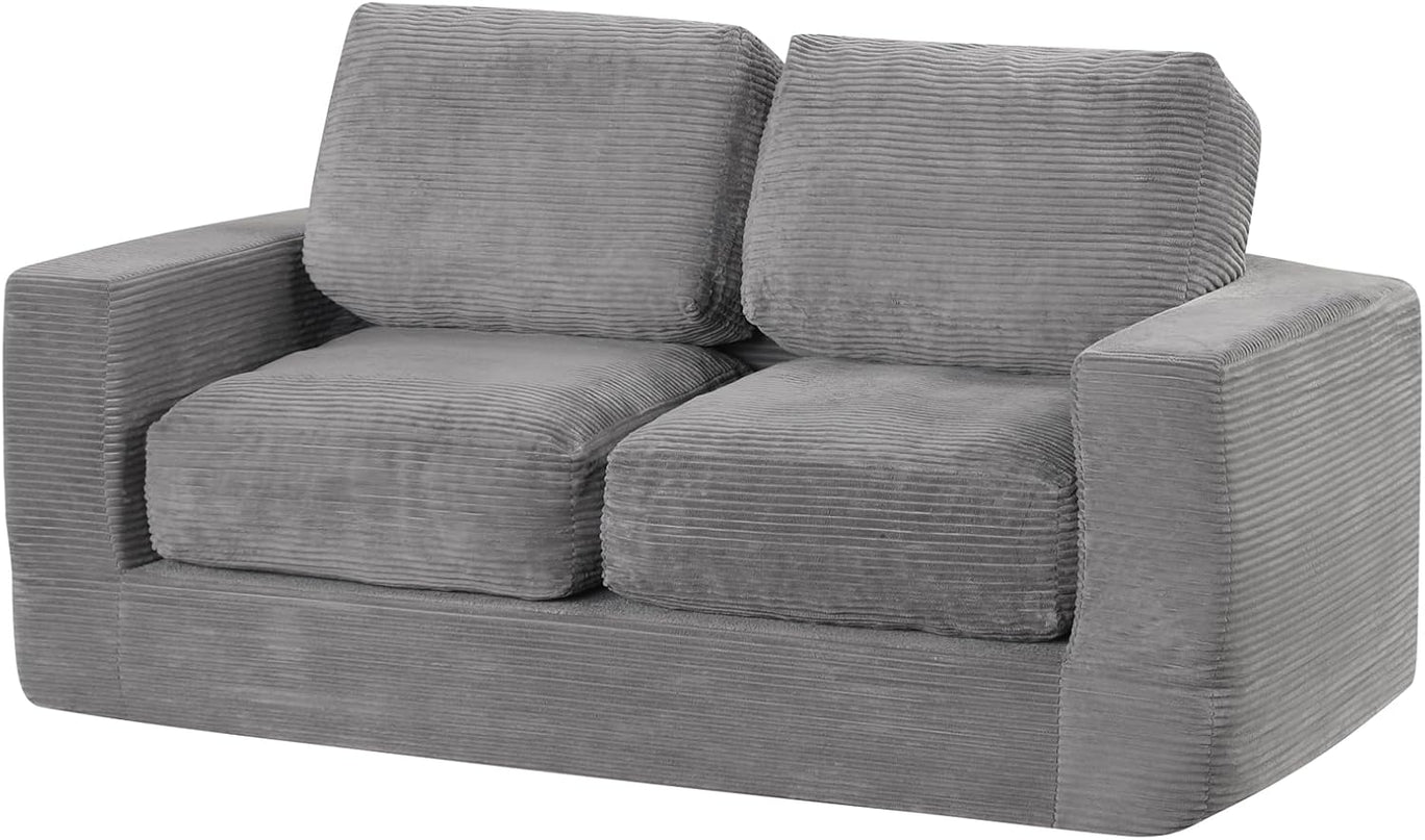 Giantex 2-Seater Floor Couch | Loveseat Foam Sofa with Removable Corduroy Cover