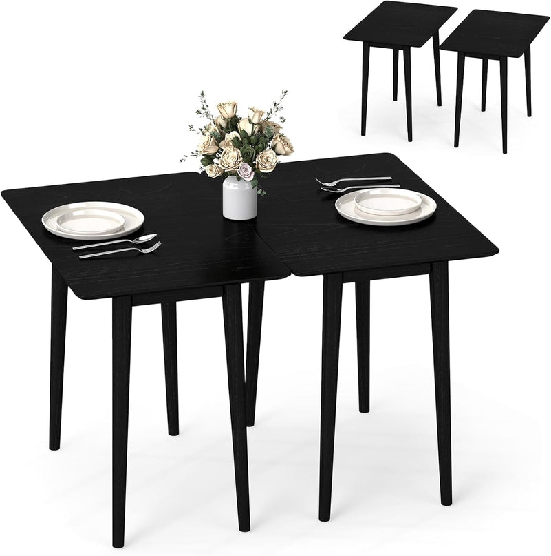 Table à manger rectangulaire Giantex 34" avec cadre en bois d'hévéa massif