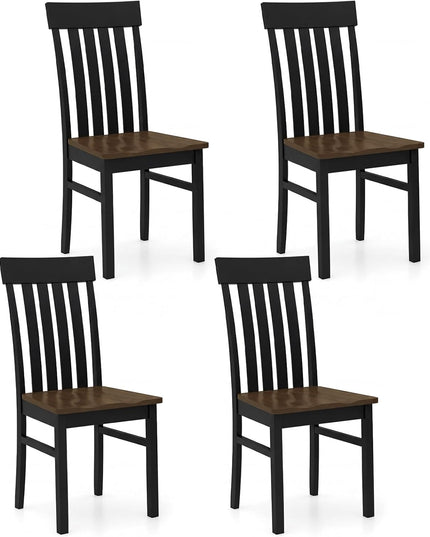 Giantex Wooden Dining Chairs Set of 2/4 with Hollowed Backrests & Rubber Wood Seats