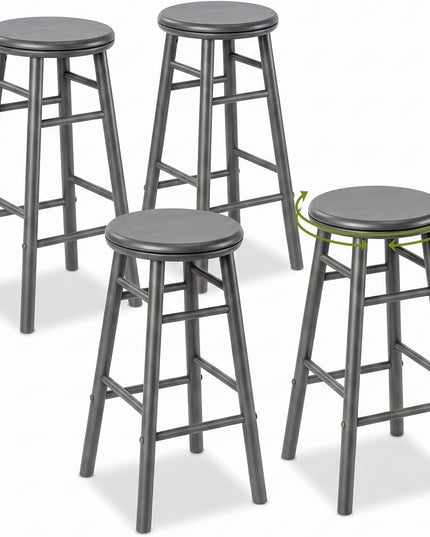 GIANTEX 24 Inch/29 Inch Round Swivel Bar Stools Set of 2/4