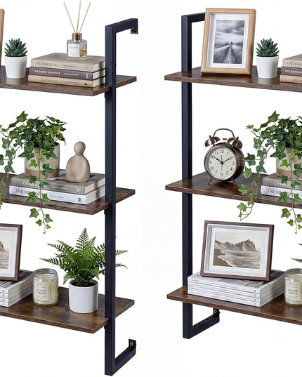 Giantex 3-Tier Wall-Mounted Bookshelf with Metal Frame (1/2)