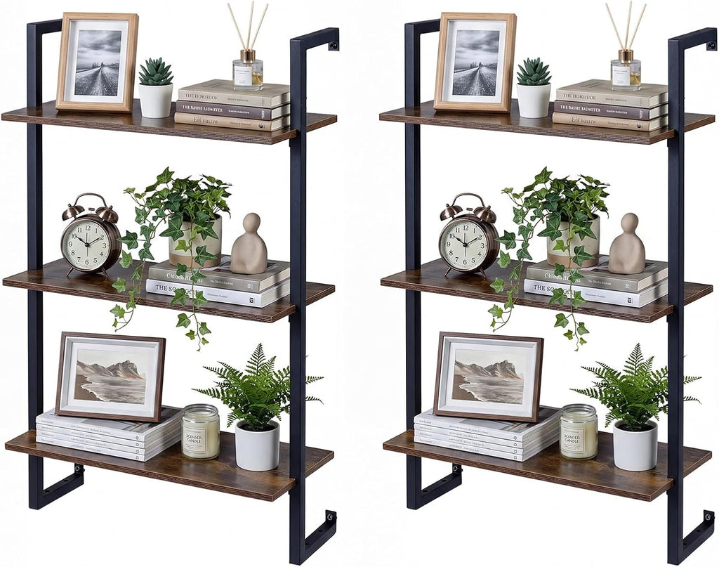Giantex 3-Tier Wall-Mounted Bookshelf with Metal Frame (1/2)