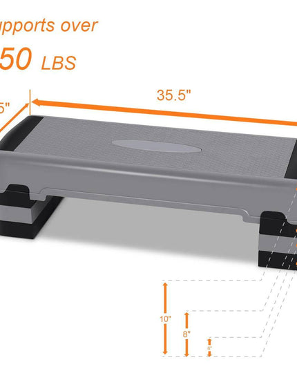 Giantex 35" Aerobic Step, Non-Slip Surface, Height-Adjustable 6" - 8" - 10" Step Aerobics Platform - Giantexus