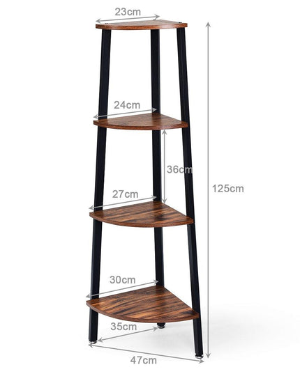 4-Tier Corner Shelf Industrial Multipurpose Bookcase - Giantexus