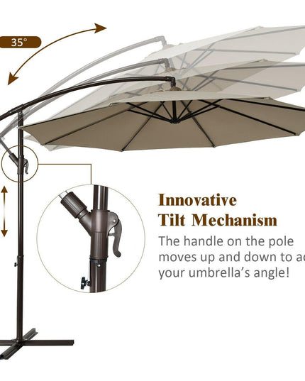 10ft Offset Patio Umbrella Cantilever Umbrella - Giantexus