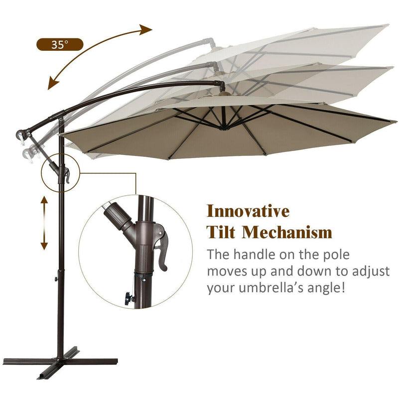 10ft Offset Patio Umbrella Cantilever Umbrella - Giantexus