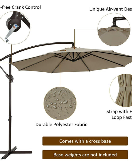 10ft Offset Patio Umbrella Cantilever Umbrella - Giantexus