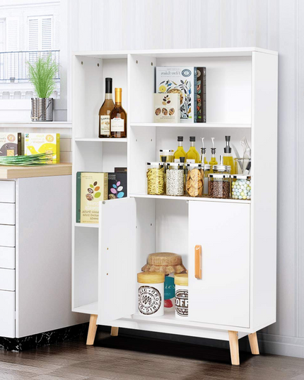 Giantex Storage Cabinet, Free Standing Pantry Cabinet with 2 Door Cabinet and 5 Shelves