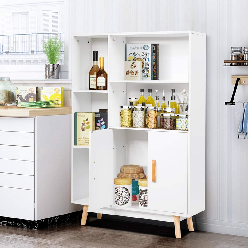 Giantex Storage Cabinet, Free Standing Pantry Cabinet with 2 Door Cabinet and 5 Shelves