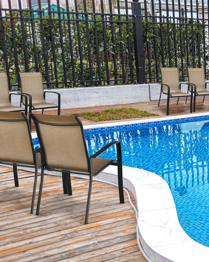 Giantex Metal Camping Chairs with High Backrest Armrest for Porch Deck Pool Beach Yard